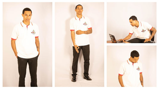 Kappa Alpha Psi White Polor w/ Red stripe Collar