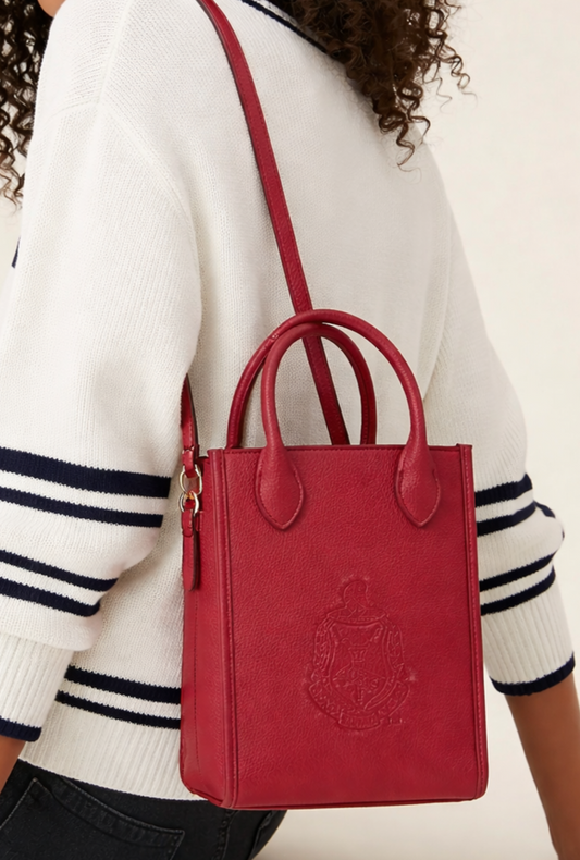 Delta Red  Leather Crossbody Bag