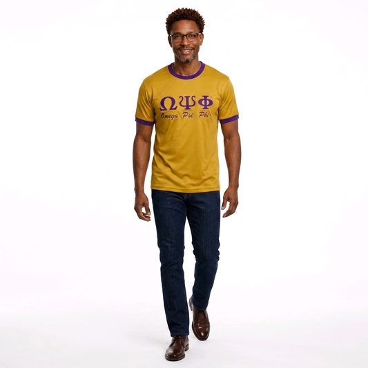 Omega Psi Phi Gold Dri-Fit Ringer TShirt